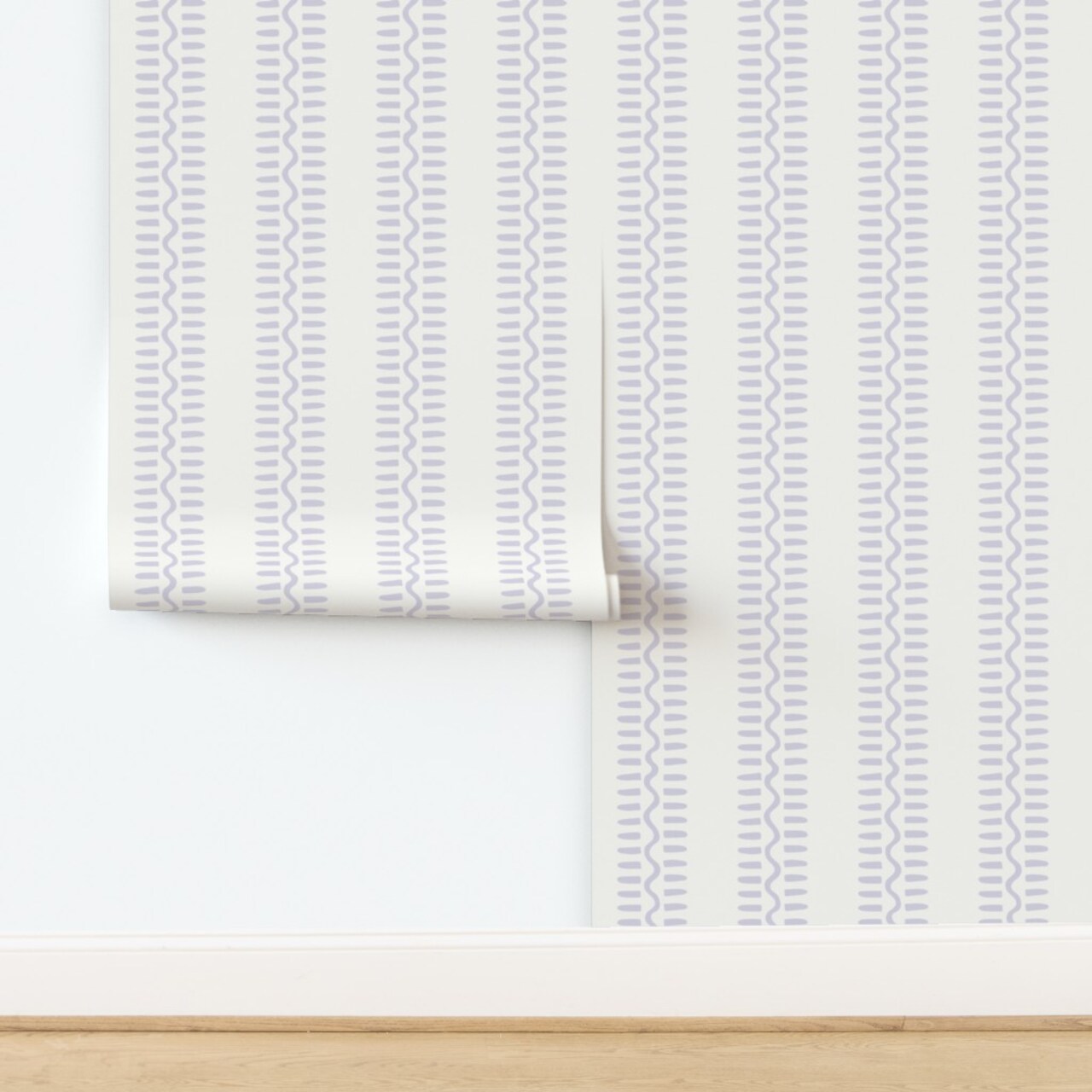 Minimalist Stripe Modern Y2K Wavy Wiggle Vertical Block Print Purple Lavender Rick Rack Dorm Room Teen Abstract Lines Scandi Eclectic Boho Custom Removable Wallpaper by Spoonflower Peel & Stick Wallpaper 2FT Wide
